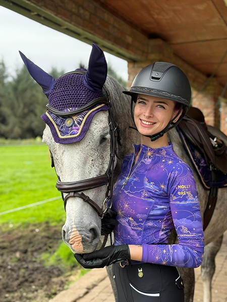 Molly Piper from the social media Mollyandthegreys with her her Irish sporthorse Moonlight