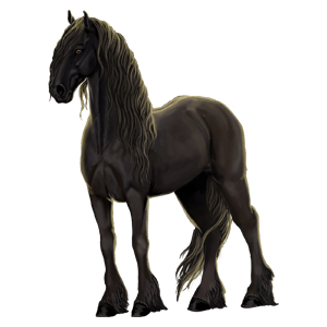 Miscus: "Miscus, a Friesian stallion from Napoleon's stable and a member of the My Horsez Herd, symbolizing justice and authority."