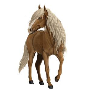 Tilana: "Tilana, a flaxen chestnut Haflinger mare from the My Horsez Herd, symbolizing fertility and nurturing."